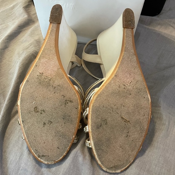 Crystal T-Strap Satin Dyeable Wedge - Picture 3 of 4